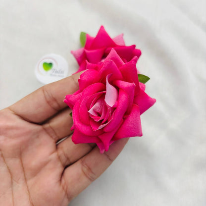 Shaded Rose Artificial Flower (2 Pcs) - Fuchsia Pink - Tulsi Resin Store
