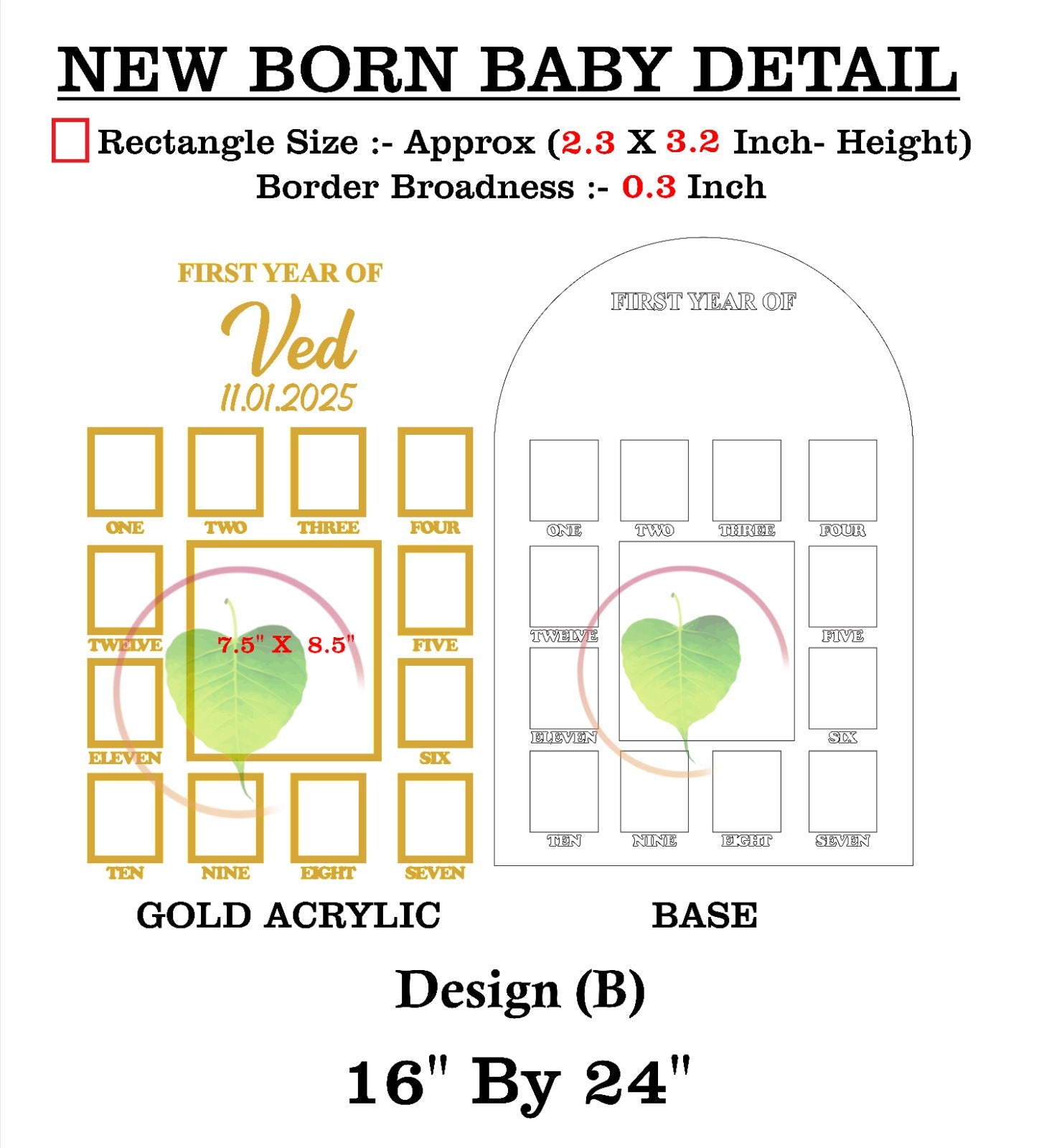 Custom Acrylic - One Year Baby Frame