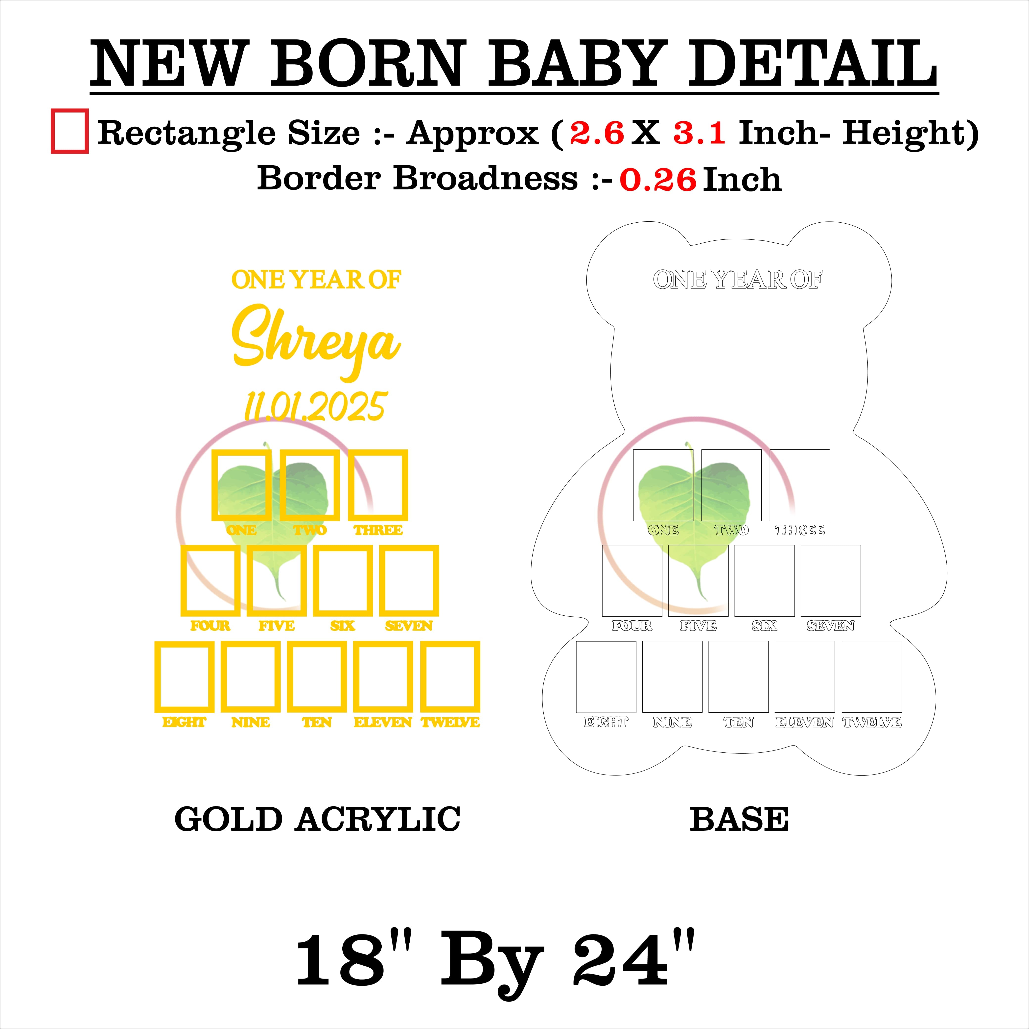 Custom Acrylic - One Year Baby Frame
