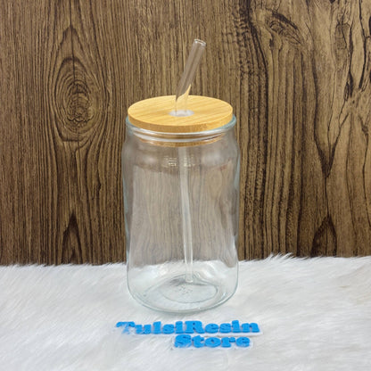 Glass Tumbler with Straw Tulsi Resin Store