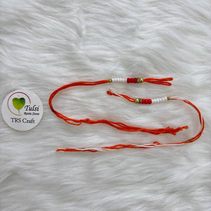 Bracelet Rakhi Thread (F) (2Pair) Orange Tulsi Resin Store