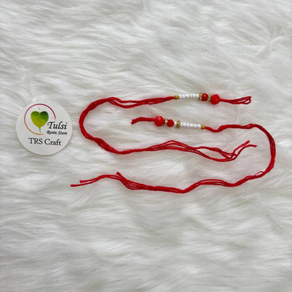 Bracelet Rakhi Thread (F) (2Pair) Red Tulsi Resin Store