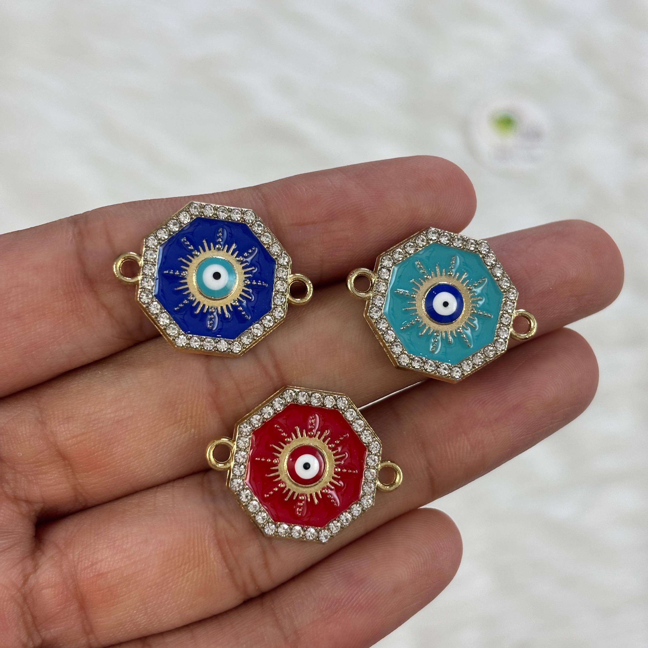 Diamond Evil Eye Two Hook Charm (M) Tulsi Resin Store