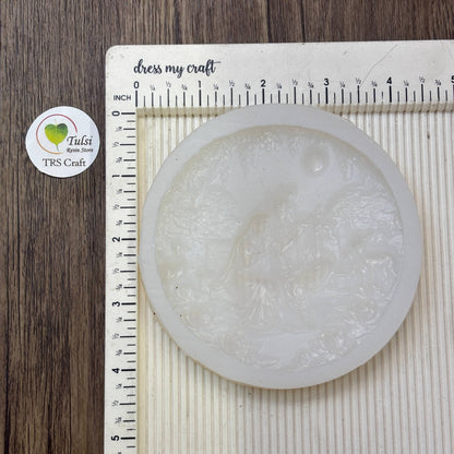 Round Plaque Mould (D) - Small Radha Krishna