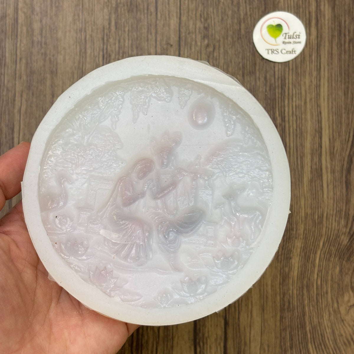 Round Plaque Mould (D) - Small Radha Krishna