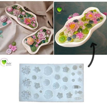 Lotus Pond Miniature Mould (C) - 29 Cavity (HM) Tulsi Resin Store