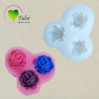 Pink Rose Mould (J) - 3 Cavity