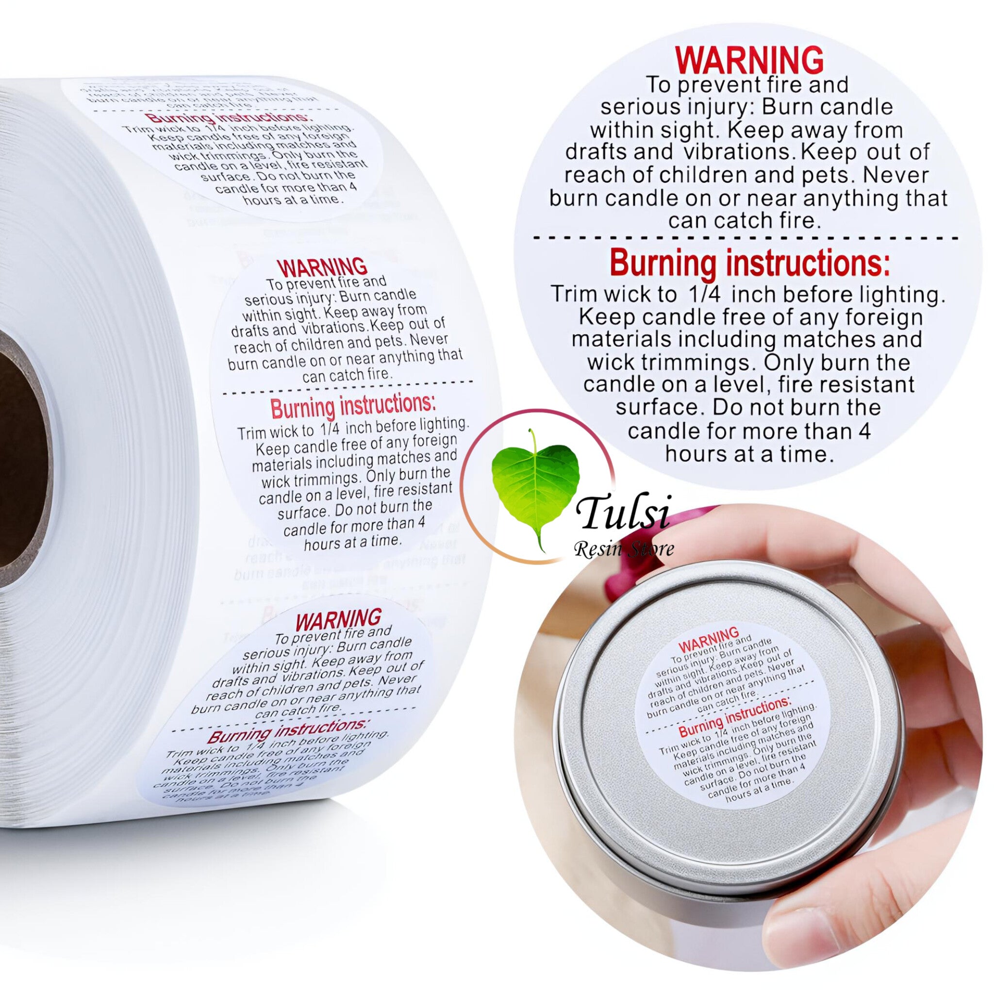 Candle Warning Sticker (B) - 1 Inch