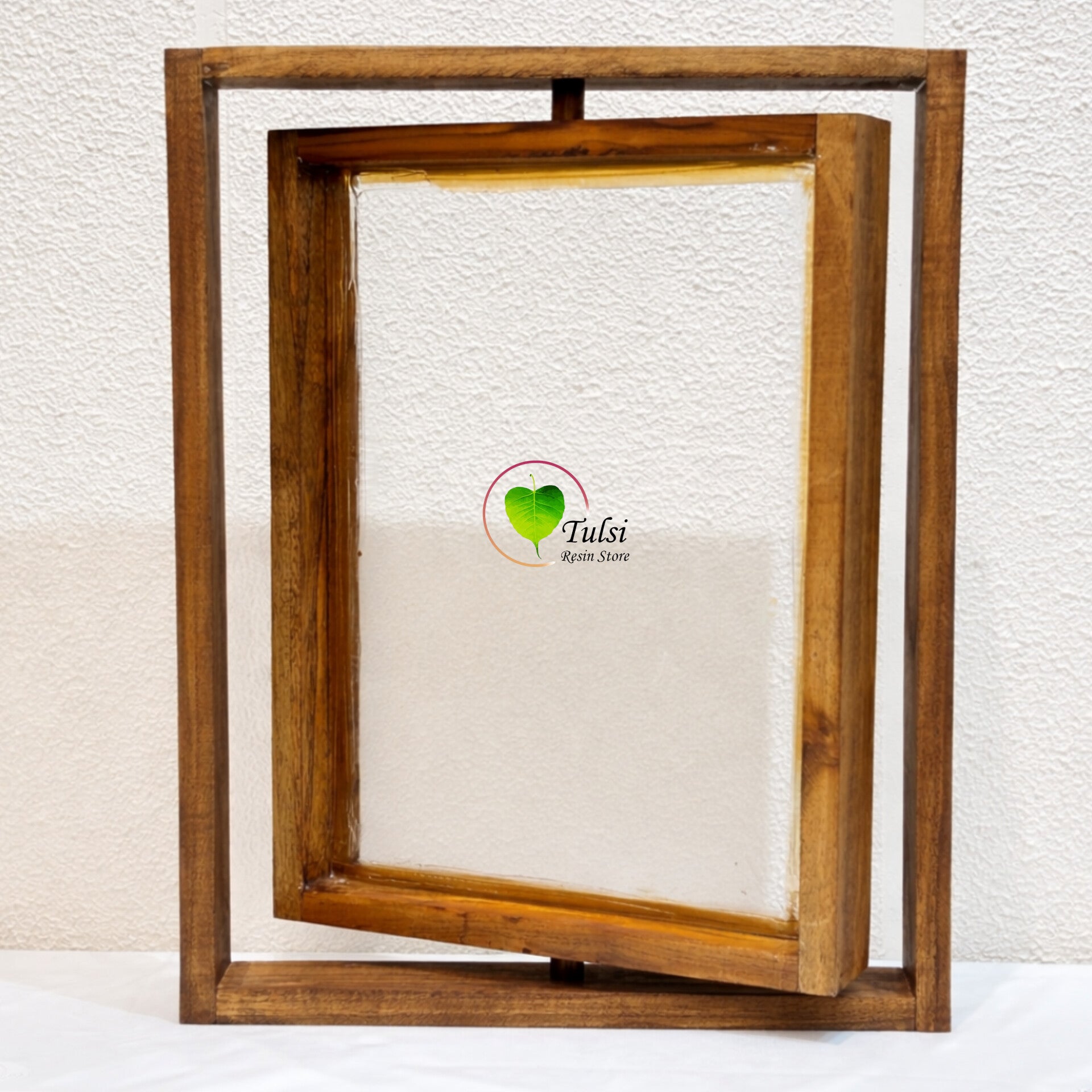 Teakwood Floating Frame (N) - Rotating Centre - - Tulsi Resin Store