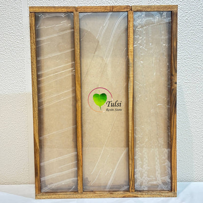 Teakwood Floating Frame (O) - 3 Partition With Acylic Slider 12" by 16" Tulsi Resin Store