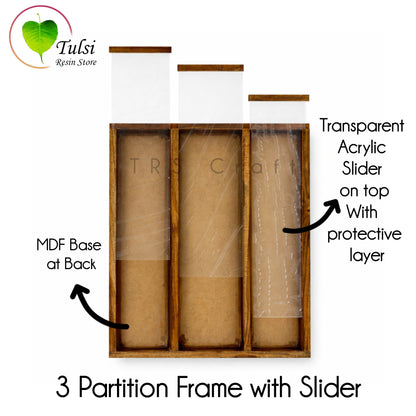 Teakwood Floating Frame (O) - 3 Partition With Acylic Slider Tulsi Resin Store