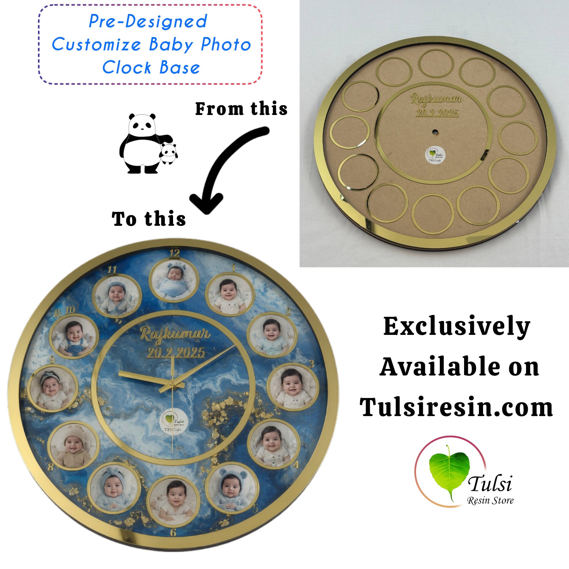Custom Baby Clock Base with Acrylic Cutouts