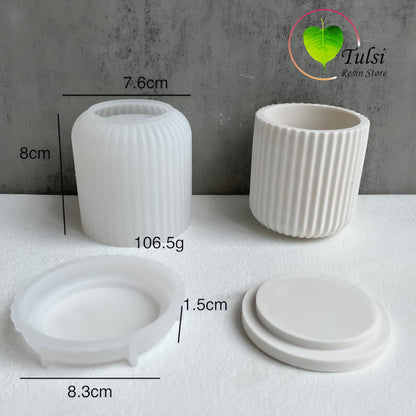Jar Mould with Lid (A) - Striped Tulsi Resin Store