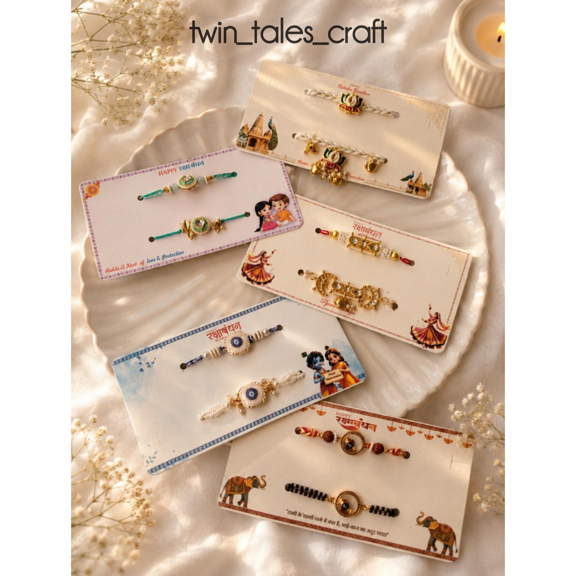 Rakhi Card With Transparent Bag Combo (D) - Couple Mix Tulsi Resin Store