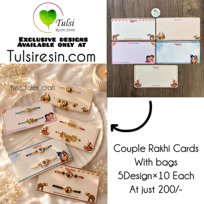 Rakhi Card With Transparent Bag Combo (D) - Couple Mix Tulsi Resin Store