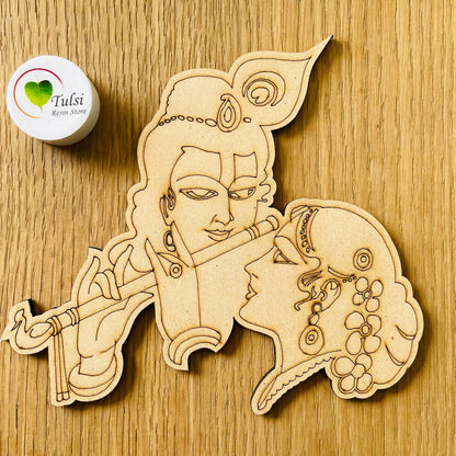MDF Cutout Engraved - Radha Krishna Tulsi Resin Store