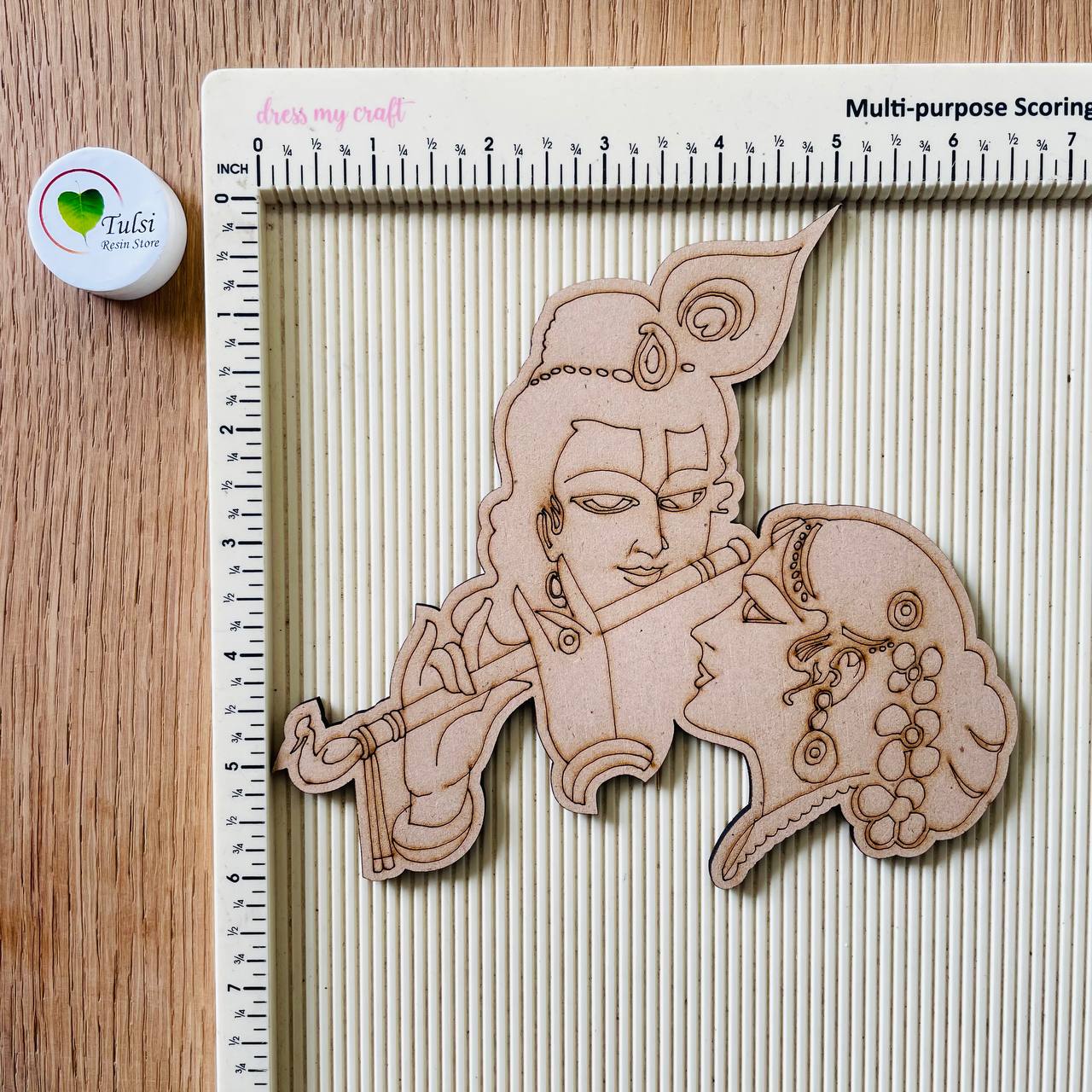 MDF Cutout Engraved - Radha Krishna Tulsi Resin Store