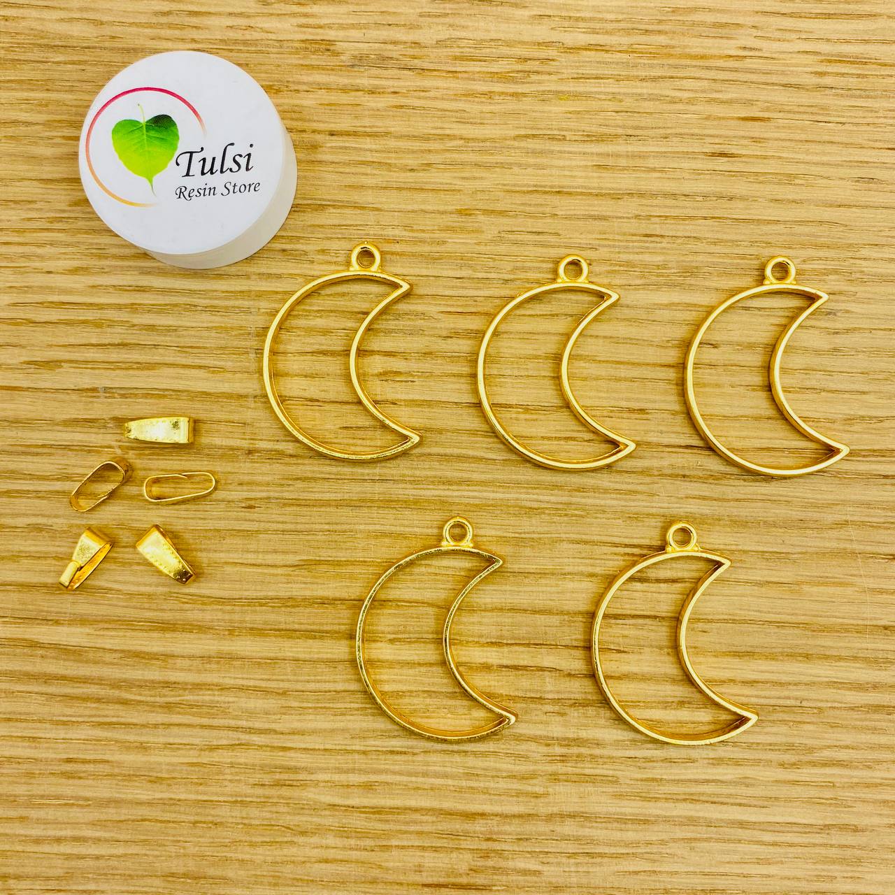 Moon Bazels With Clasp (5 Pc) - Gold - Tulsi Resin Store