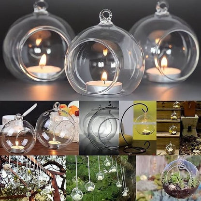 T-Light / Ring Holder Hanging Glass Globes