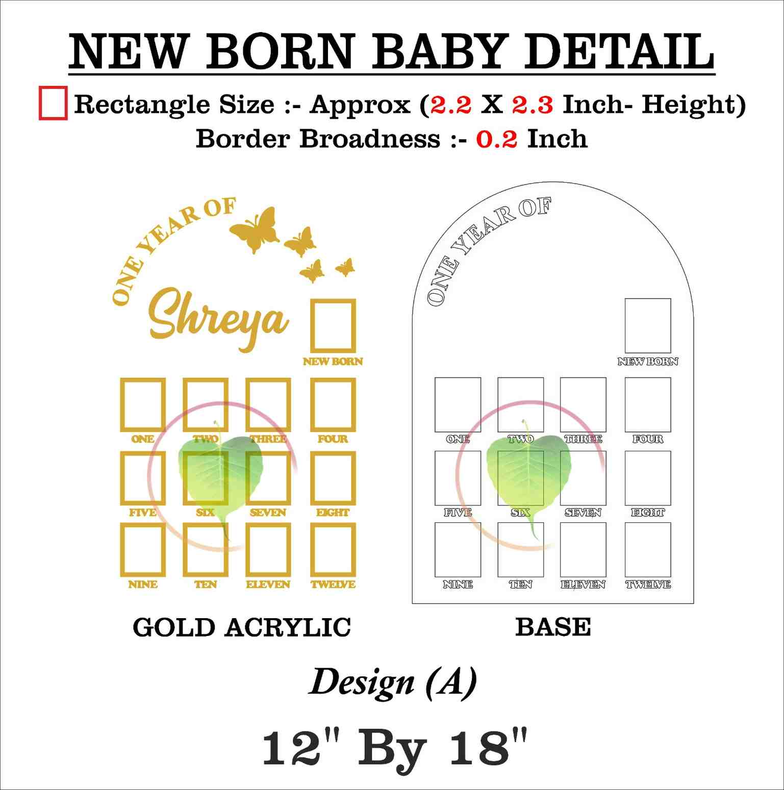 Custom Acrylic - One Year Baby Frame