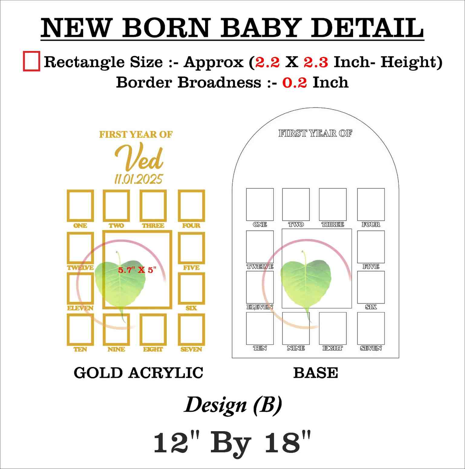 Custom Acrylic - One Year Baby Frame