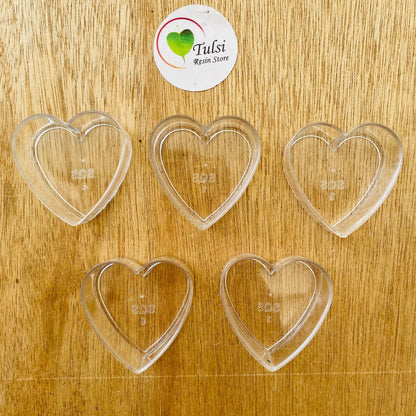 Polycarbonate T-Light Cups - Heart (5 Pcs) Tulsi Resin Store