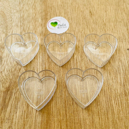 Polycarbonate T-Light Cups - Heart (5 Pcs) Tulsi Resin Store