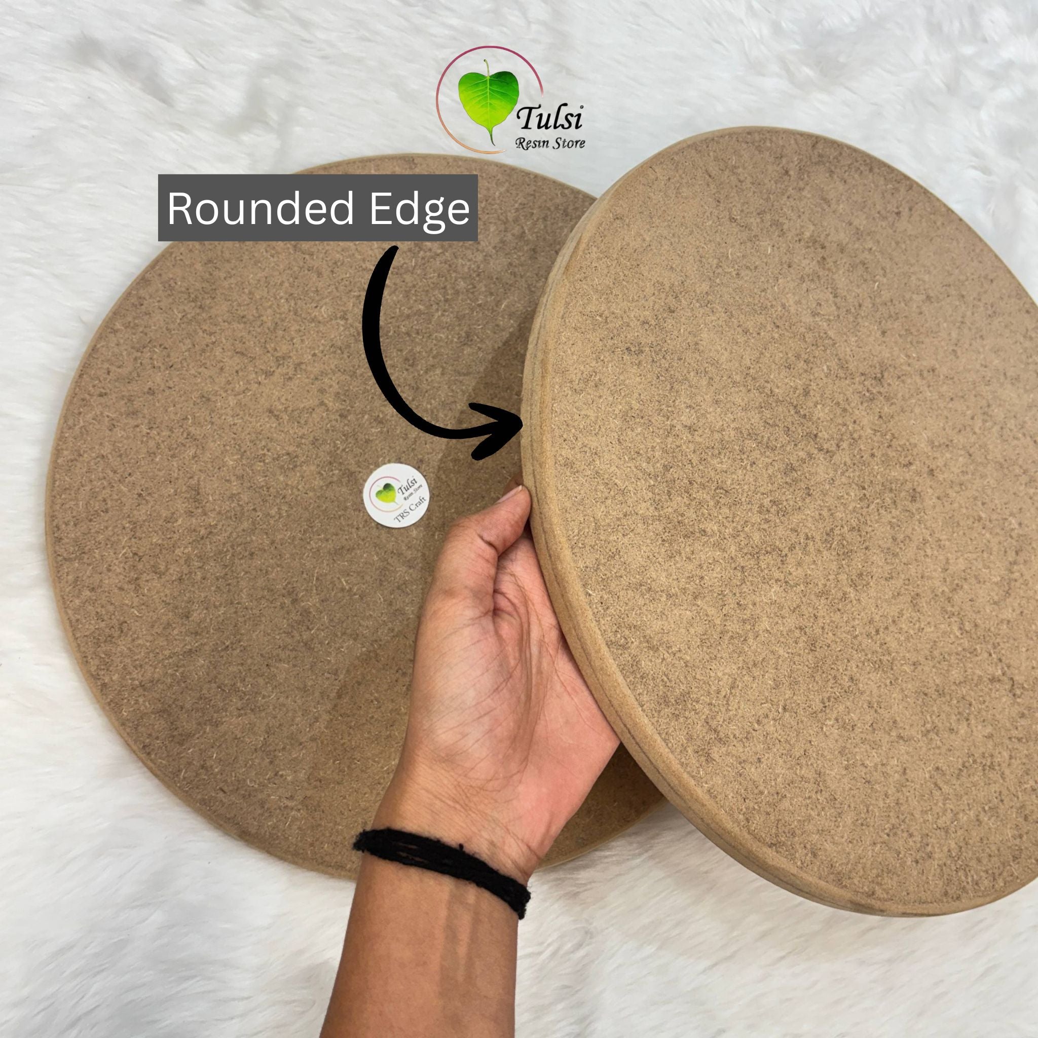 MDF Rounded Edge Frame/Nameplate Base - Round Tulsi Resin Store