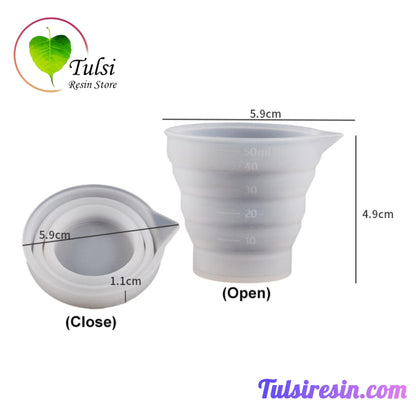 Foldable Measuring Silicon Cup - #colour_ 50 ML - Tulsi Resin Store