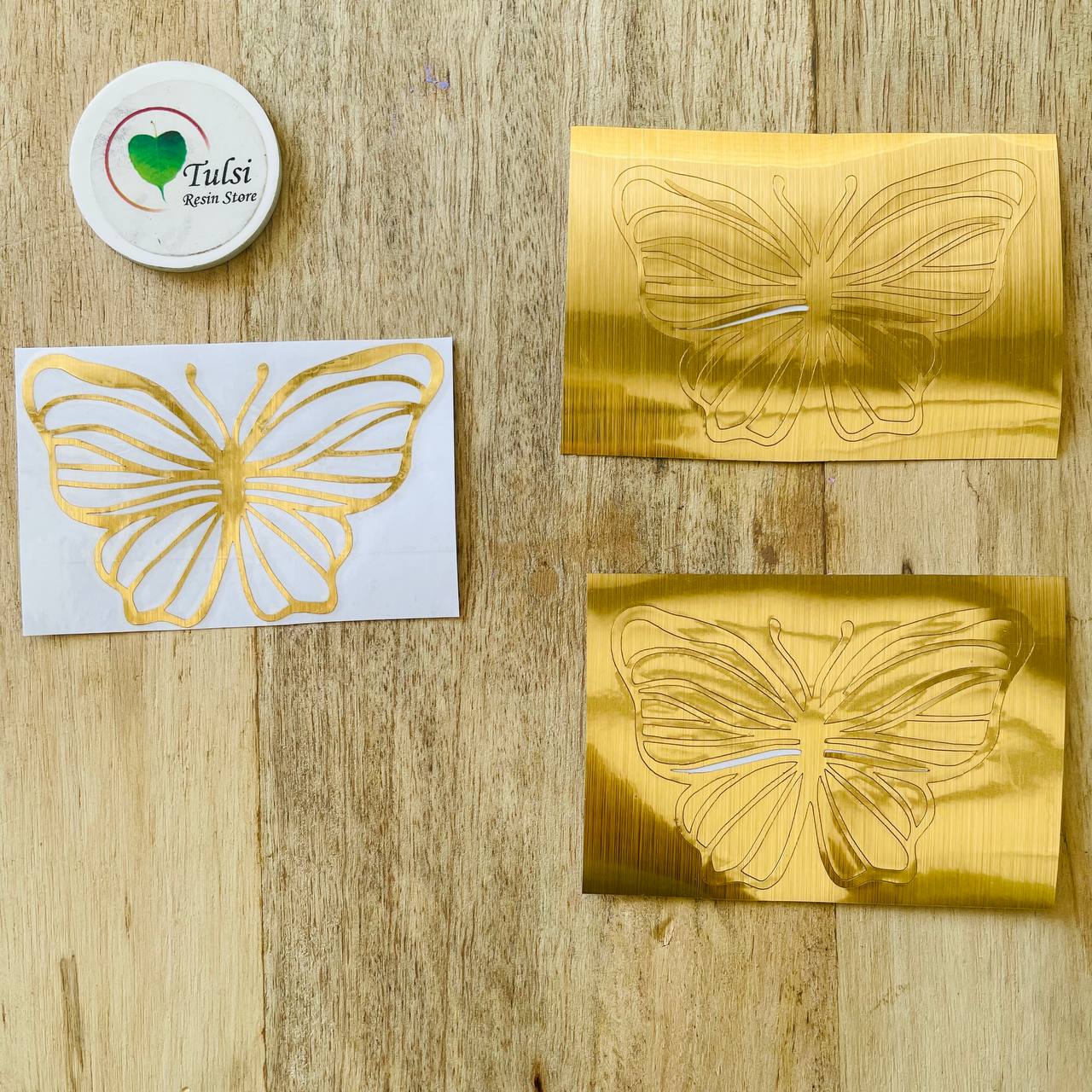 Vinyl Sticker - Big Butterfly Gold Sticker (2) - - tulsiresin