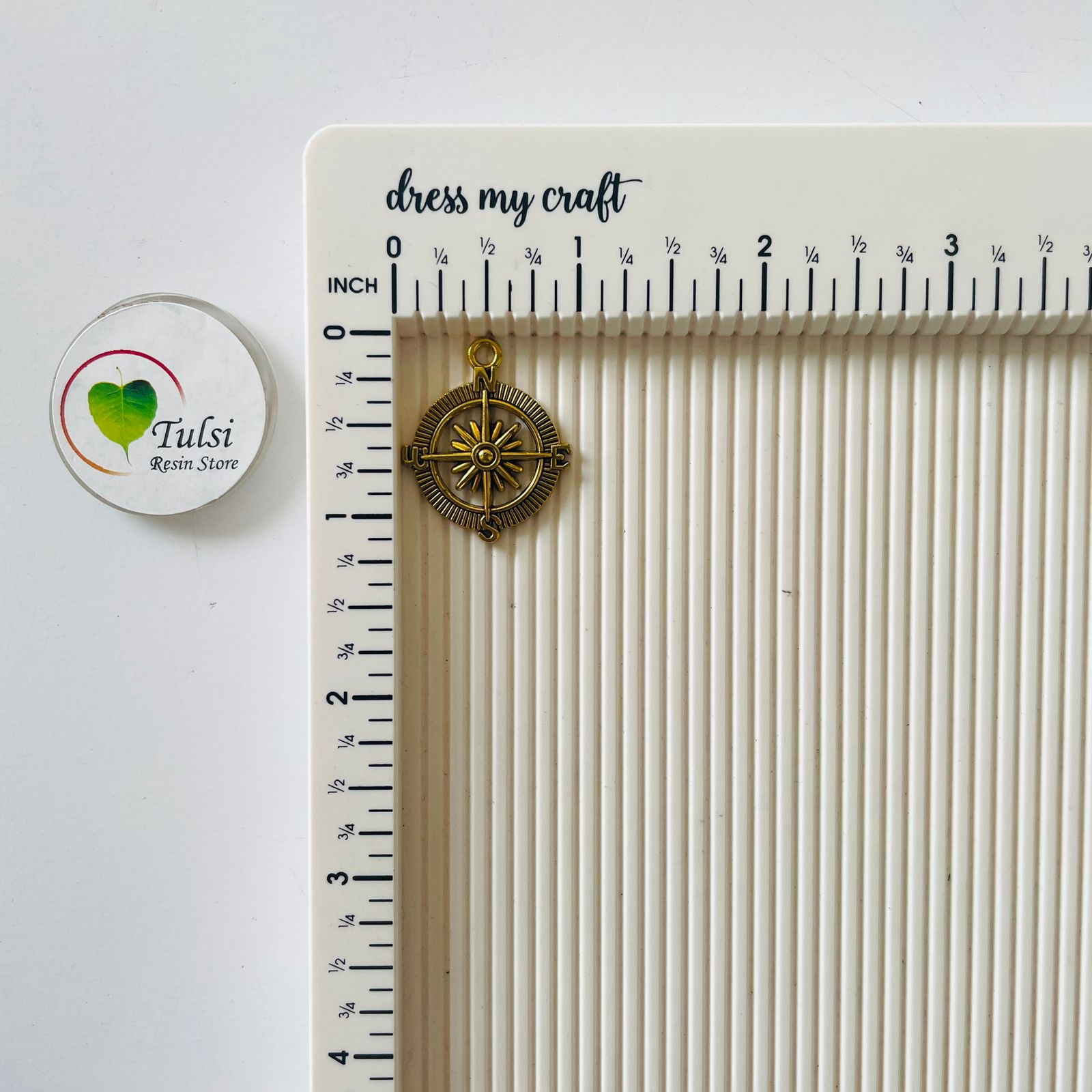 Gold Charm - Compass Tulsi Resin Store