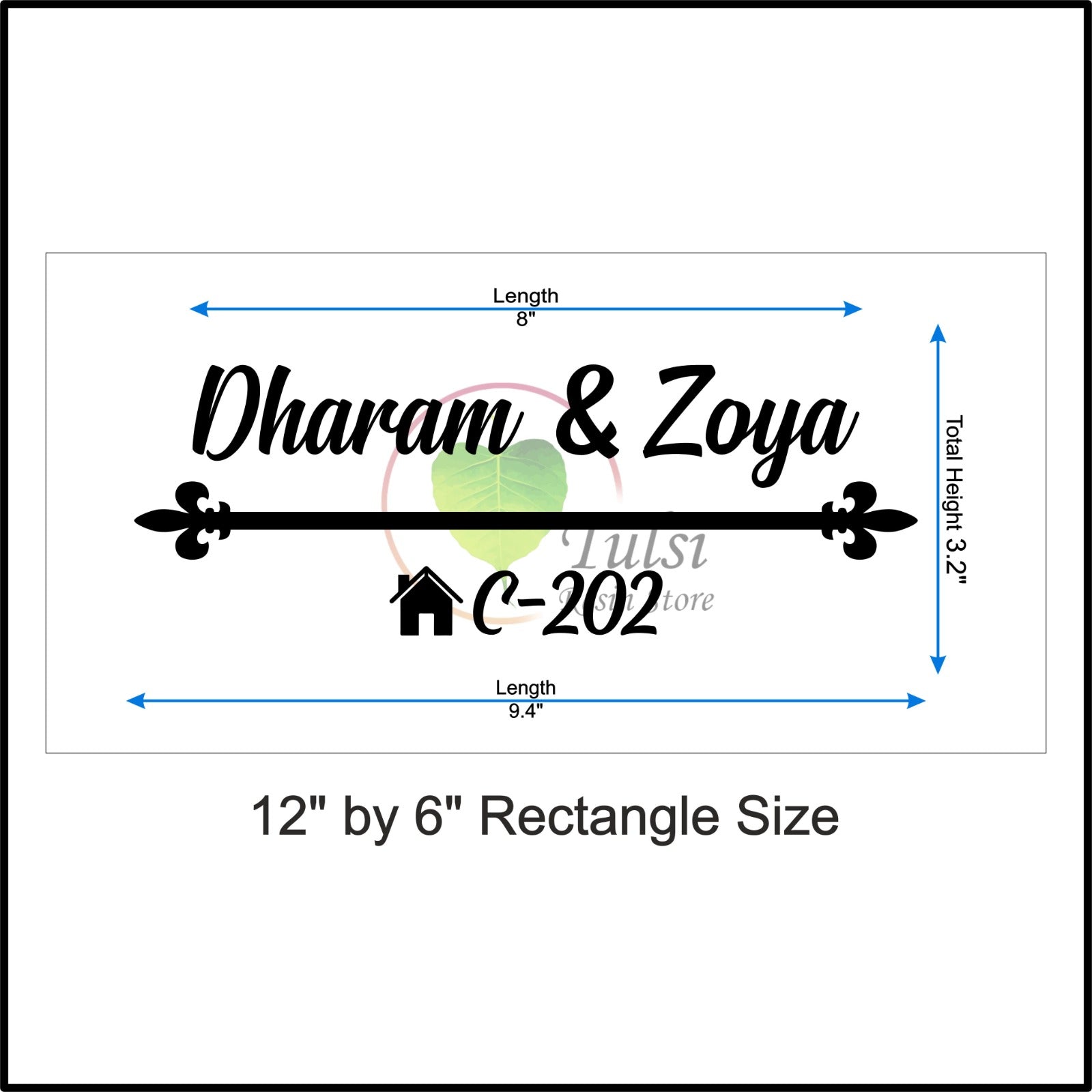 Custom Nameplate Base + Acrylic Name (Design F)