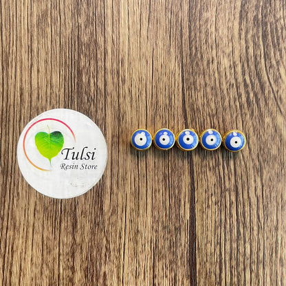 Evil Eye Beads (E) (5Pc) - Round Blue Tulsi Resin Store