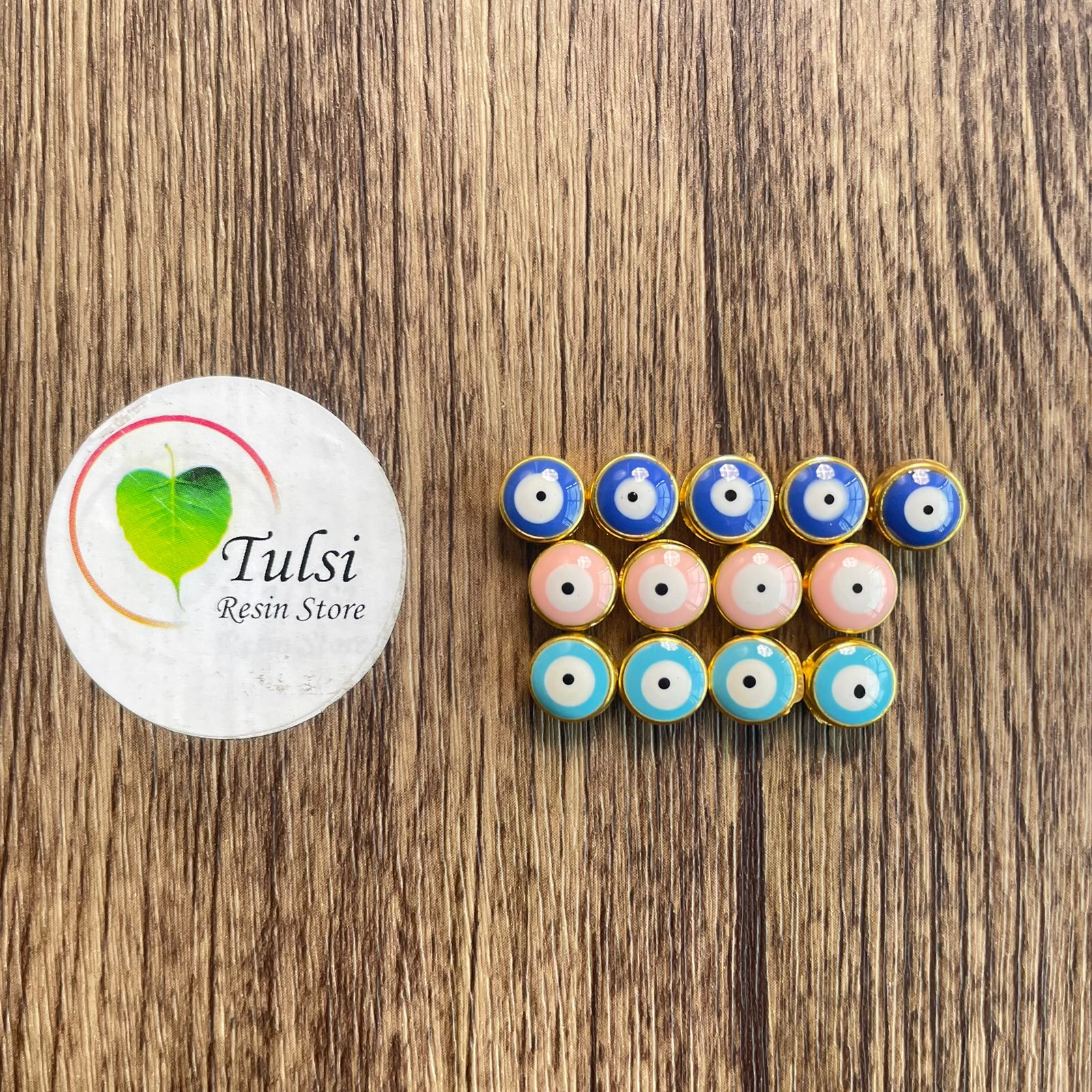 Evil Eye Beads (E) (5Pc) - Round Tulsi Resin Store