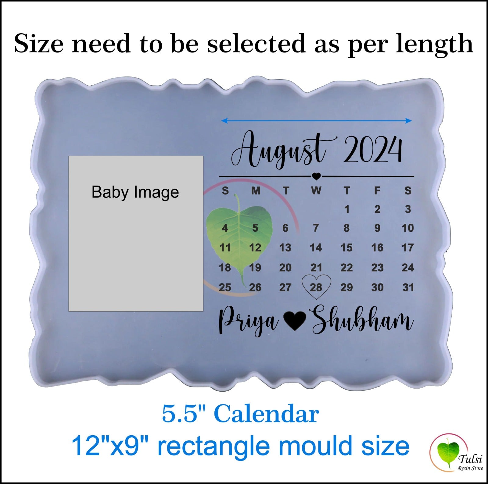 Custom Metal Sticker - Calendar 5.5 Inches Tulsi Resin Store