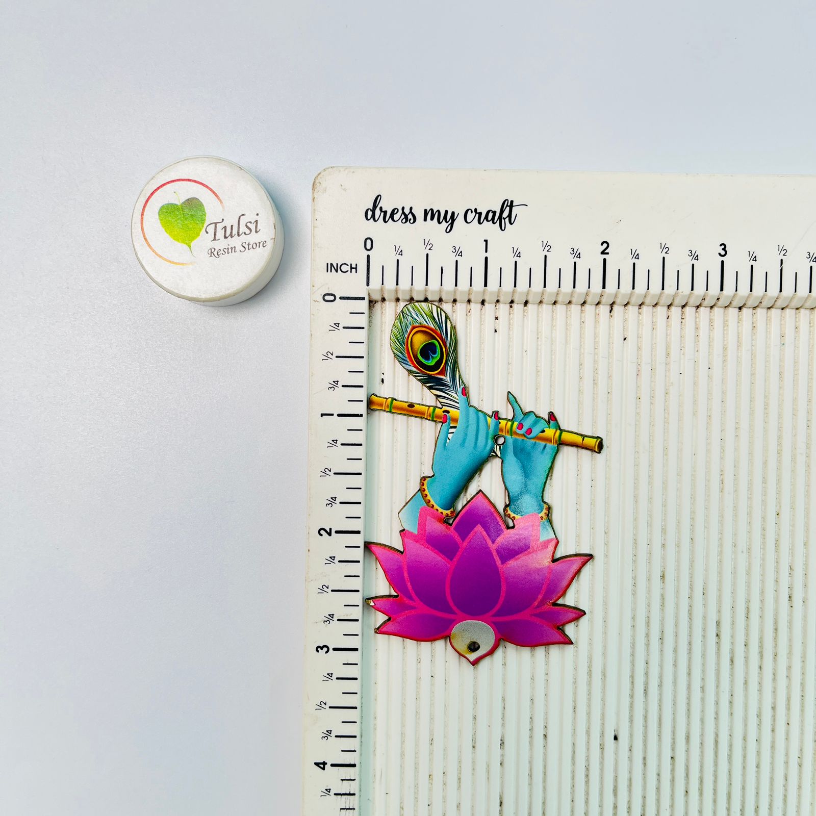 MDF Printed Murli With Lotus Cutout Small Tulsi Resin Store