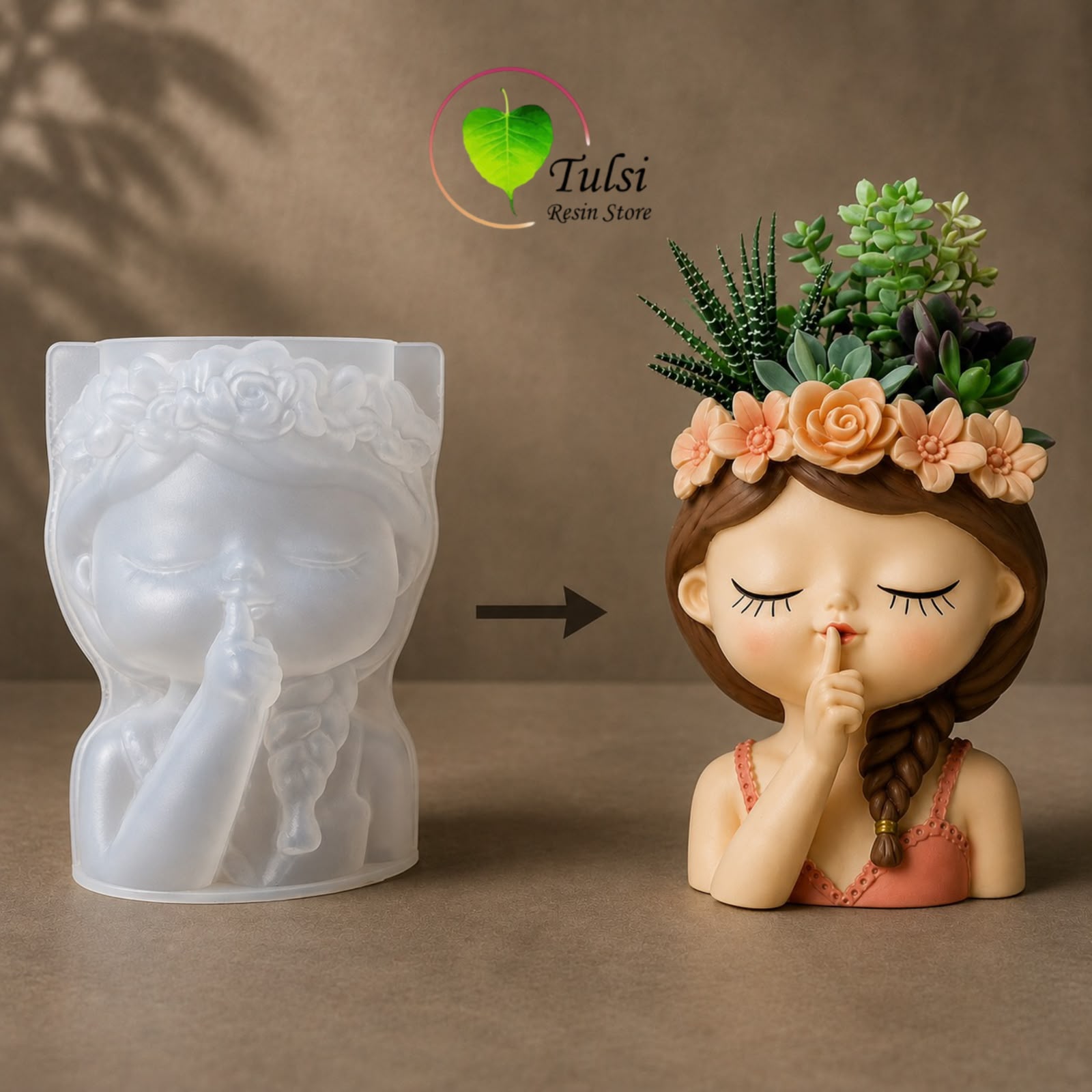 Girl Plantern/Candle Holder Mould (E)