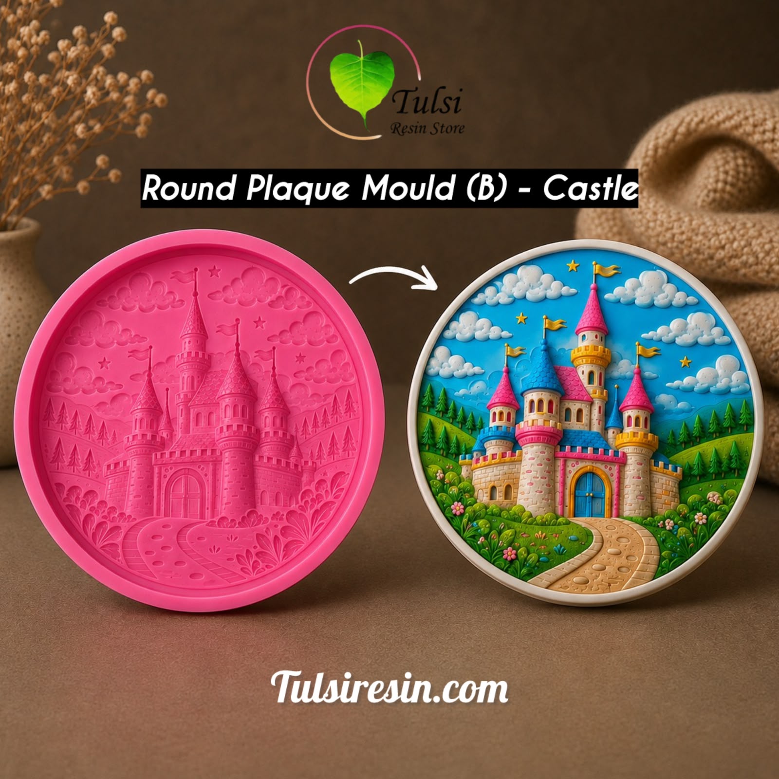 Round Plaque Mould (B) - Castle