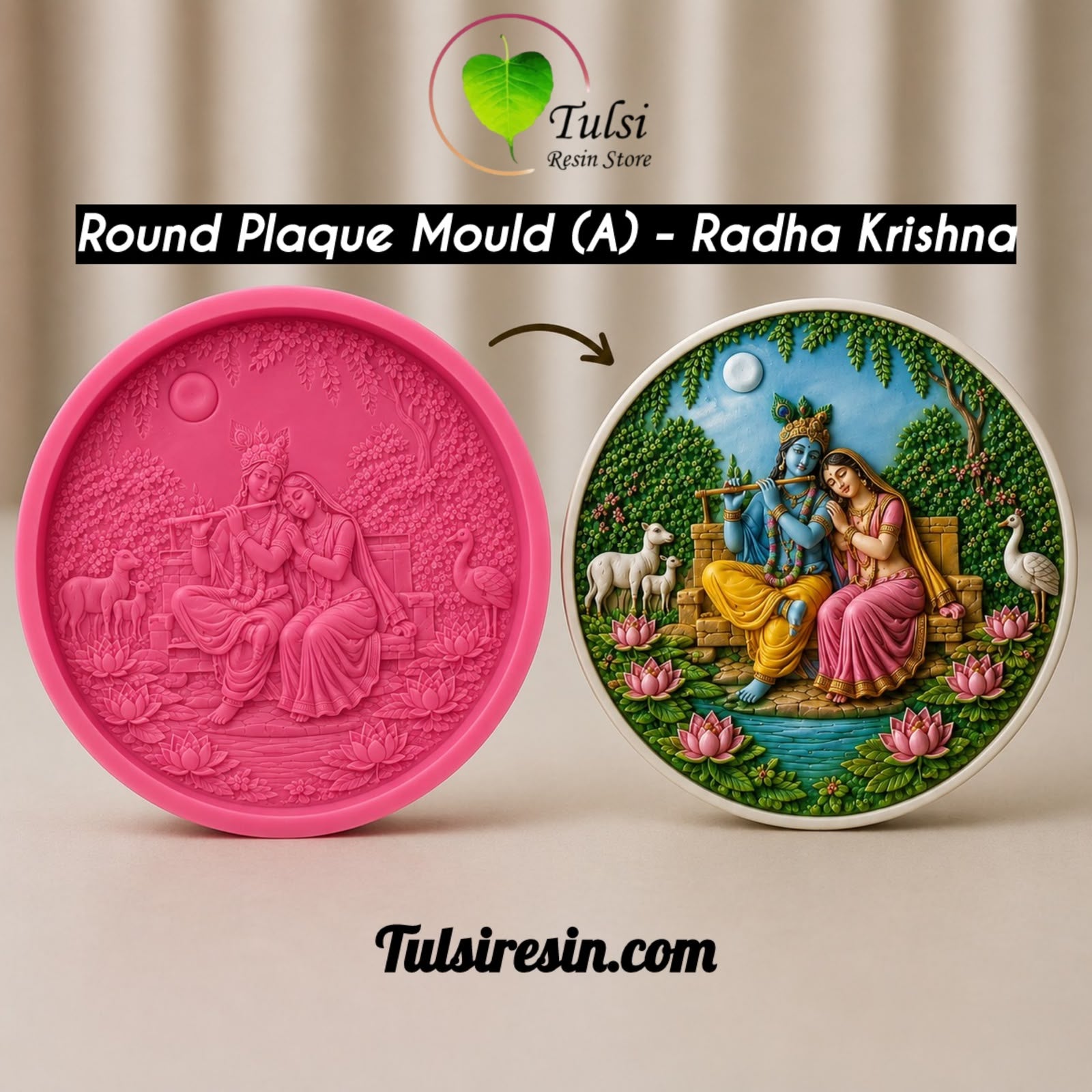 Round Plaque Mould (A) - Radha Krishna