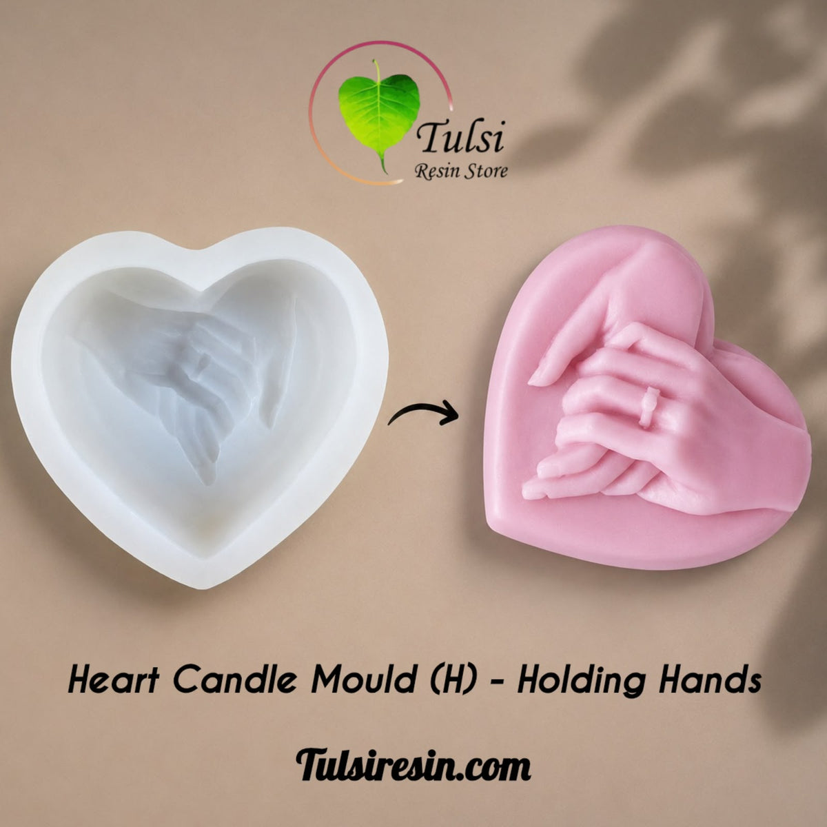 Heart Candle Mould (H) - Holding Hands (HM)