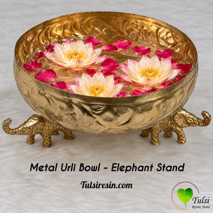 Metal Urli Bowl (A025) - Elephant Stand