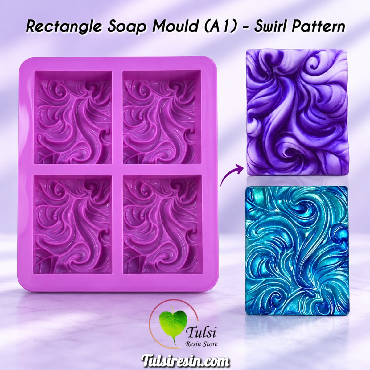 Rectangle Soap Mould (A1) - Swirl Pattern