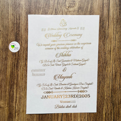 Custom Metal sticker- Wedding Invitation Tulsi Resin Store