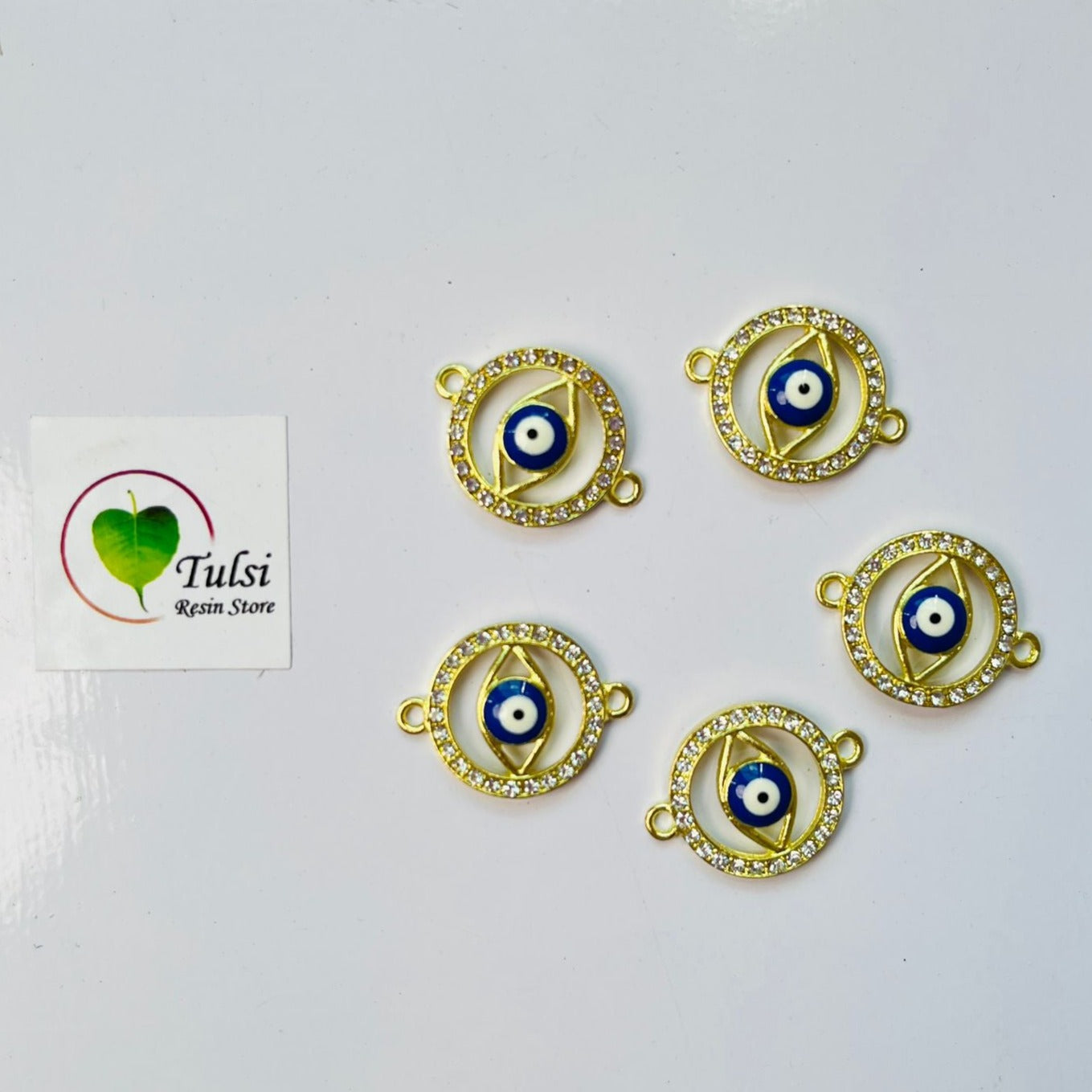 Diamond Evil Eye Two Hook Charm (A) - - Tulsi Resin Store