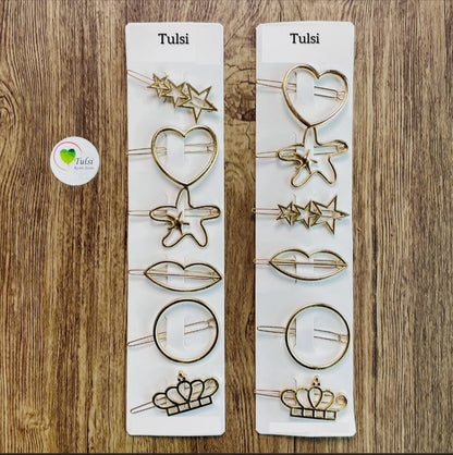 Metal Hair Clip Set (Pack of 6) Tulsi Resin Store