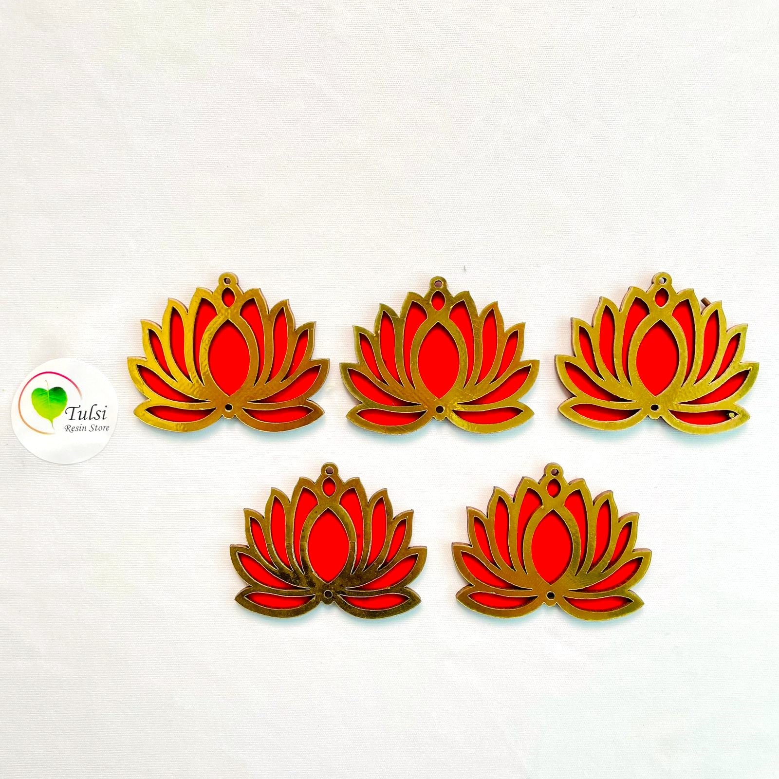 Small Lotus Hanging (2 pcs) - Red - Tulsi Resin Store