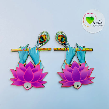MDF Printed Murli With Lotus Cutout Tulsi Resin Store