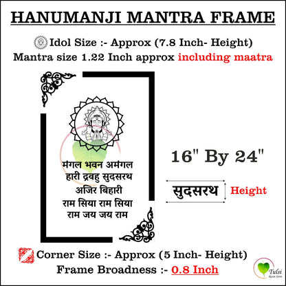 Custom Acrylic Mantra Frame Set Hanuman Mantra 16" by 24" Tulsi Resin Store