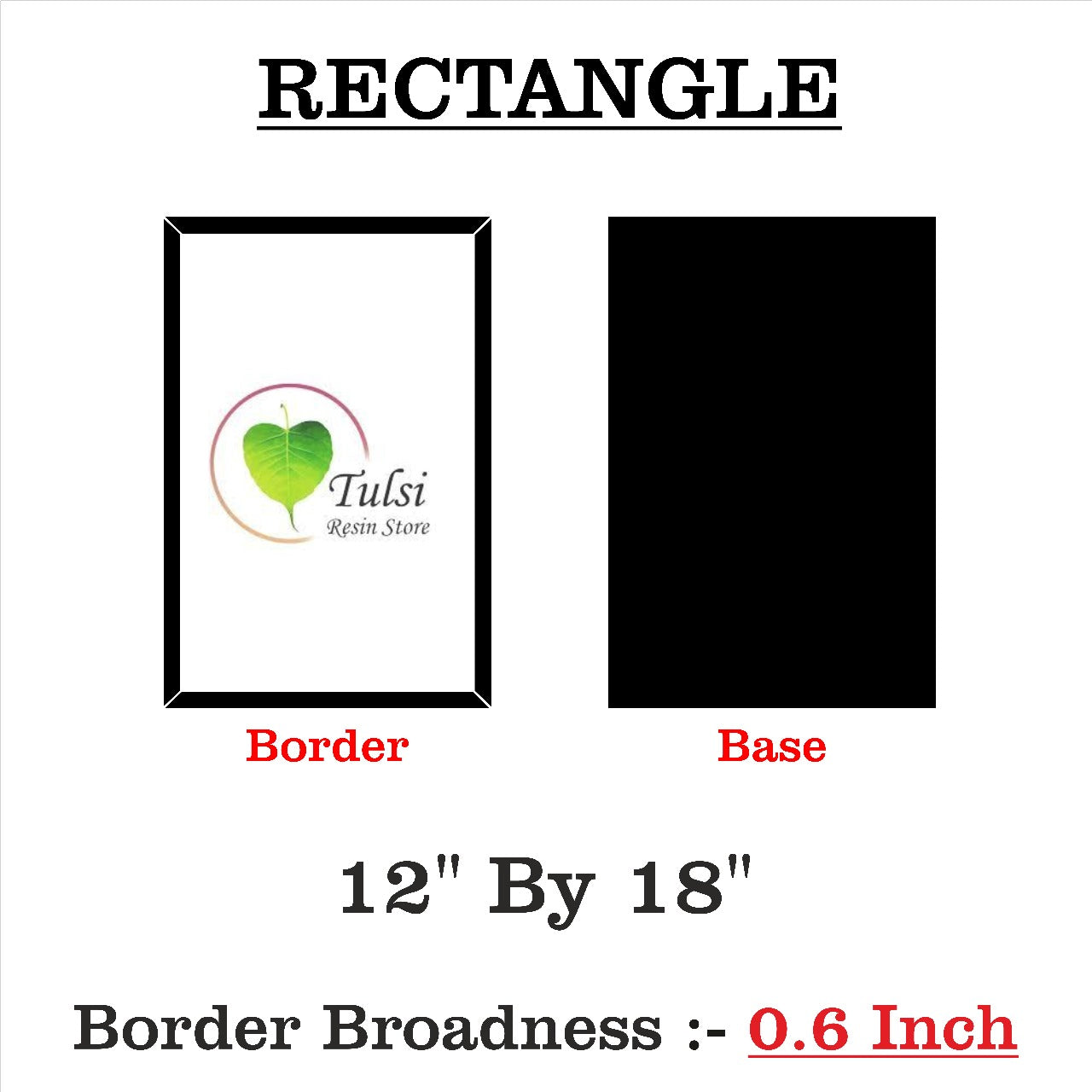 Custom MDF Base With Gold Acrylic Border (A) Rectangle 12" by 18" Tulsi Resin Store