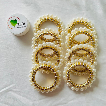White Pearl Ring (C) (2pc) Tulsi Resin Store